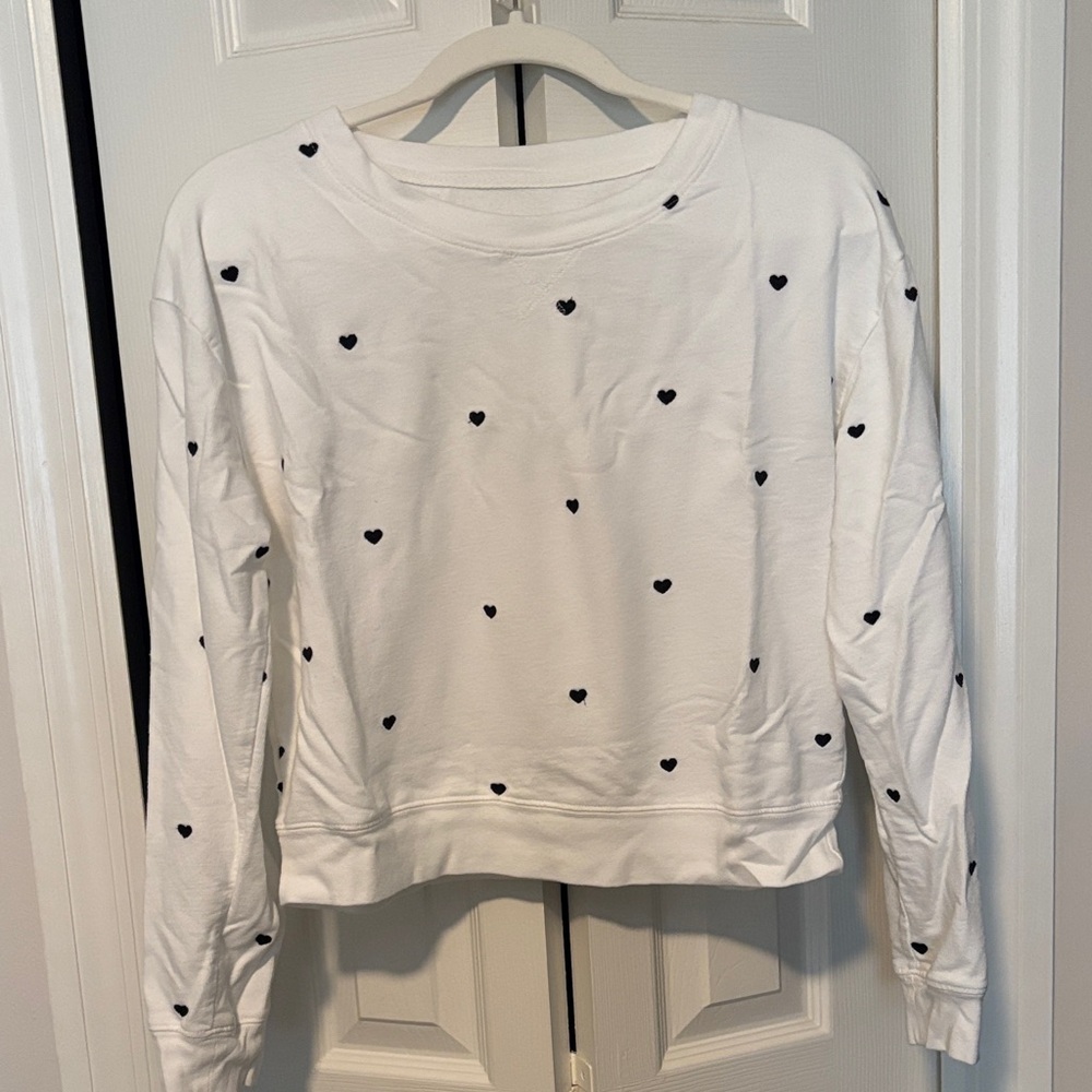 White Heart-Print Women's Sweatshirt